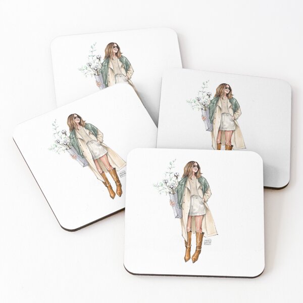 Item preview,  fashion illustration girl hairstyle bob sunglasses eucalyptus cotton designed and sold by MariaVyunova.