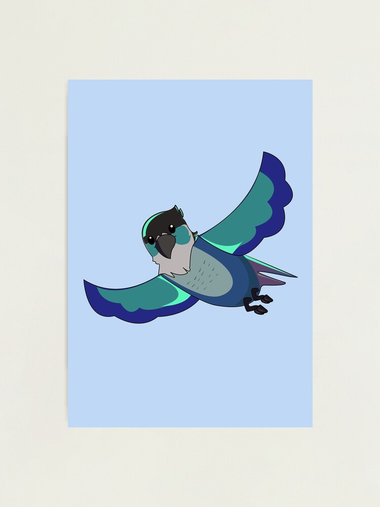 Jaiden animations green cute bird on a leaf, parrot watching you funny |  Photographic Print