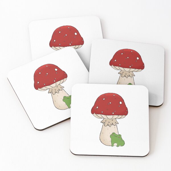 Item preview, happy frog under a mushroom designed and sold by trashgoblinart.