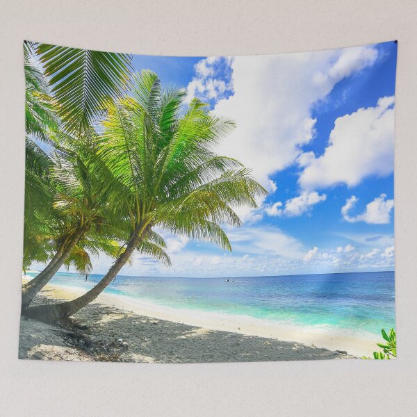 Item preview, tropical beach scene with palm trees designed and sold by Pixelmatrix.