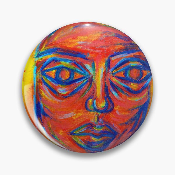 Item preview, Abstract colorful acrylic portrait over poured paint "focus" designed and sold by Grace Behler.