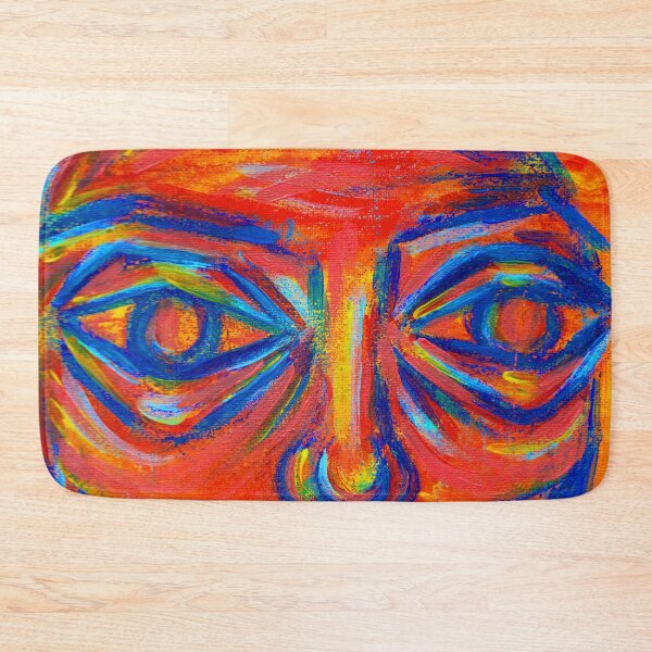 Item preview, Abstract colorful acrylic portrait over poured paint "focus" designed and sold by Grace Behler.