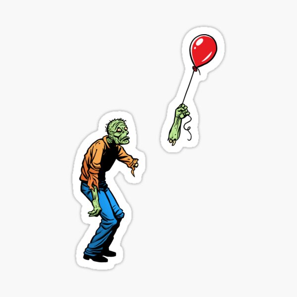 Sad Zombie with Balloon Sticker