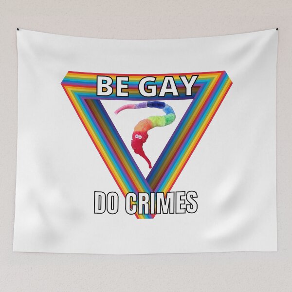 Item preview, RAINBOW Worm on a STRING BE GAY Do CRIMES Fuzzy Funny Worm MEME designed and sold by JadedVintage.