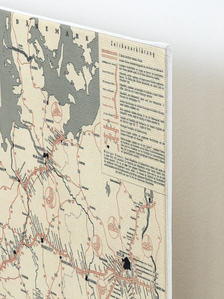 ADAC Autobahn-Karte. 1950 Vintage Map of Autobahn in Germany