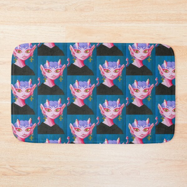 Item preview, cute demon alien acrylic & gold portrait painting  designed and sold by Grace Behler.