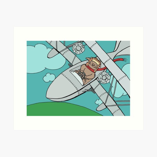 Item preview, Otter Aviator Flies Plane High Over the Earth designed and sold by Otter-Grotto.