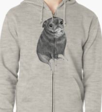 Sweet Black Pug Zipped Hoodie