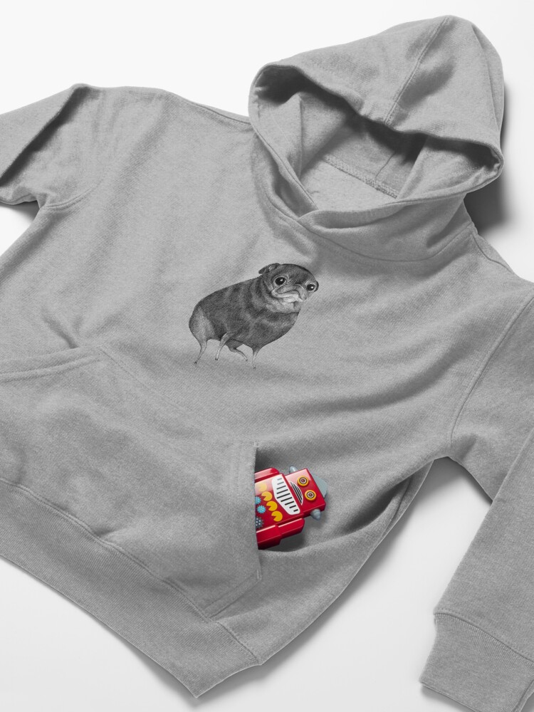 Alternate view of Sweet Black Pug Kids Pullover Hoodie