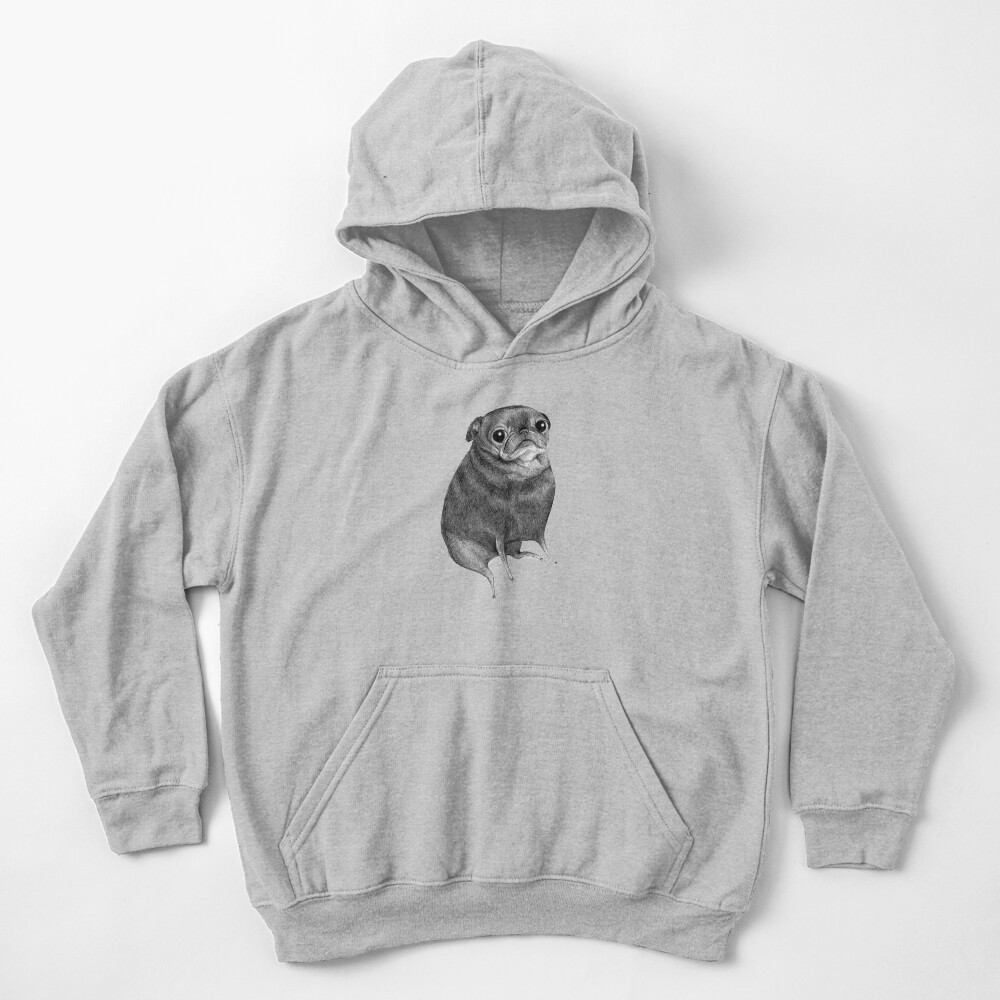 Sweet Black Pug Kids Pullover Hoodie