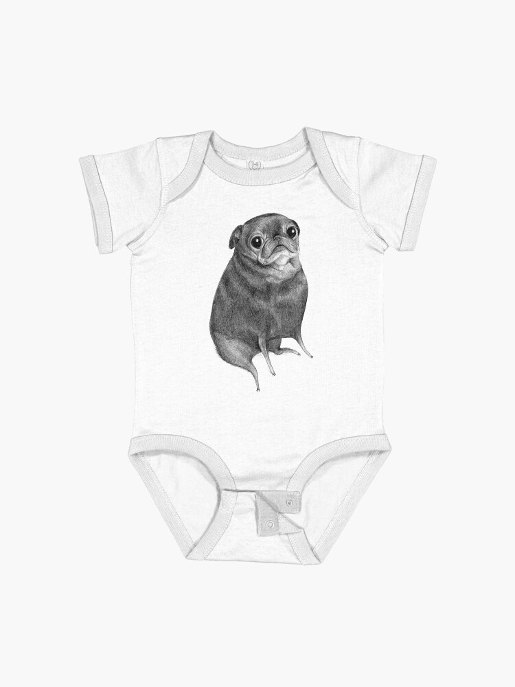 Thumbnail 1 of 2, Baby One-Piece, Sweet Black Pug designed and sold by SophieCorrigan.