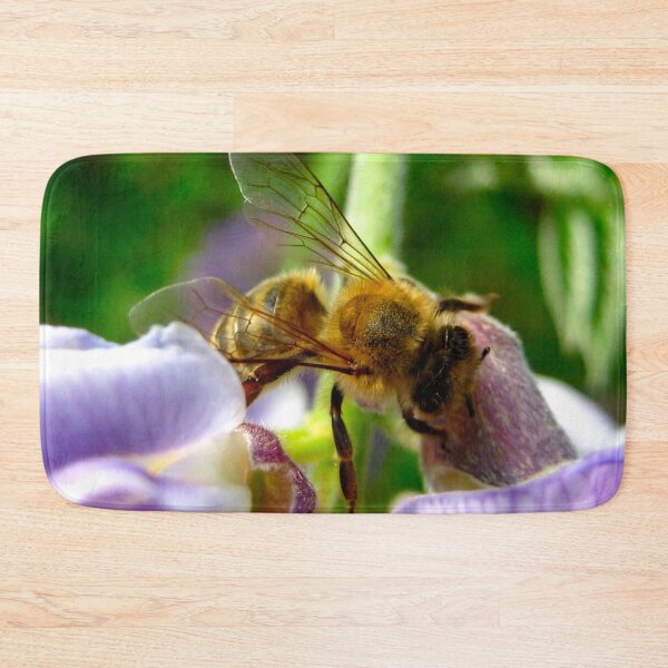 Item preview, Honey Bee on Purple Wisteria Blush with Purple Flowers designed and sold by PrettyLittlePic.