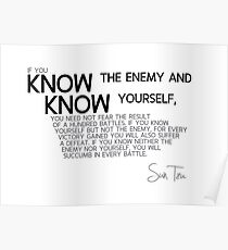 know yourself and know the enemy - sun tzu Poster