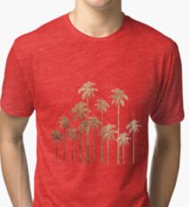 Glamorous Gold Tropical Palm Trees on White Tri-blend T-Shirt