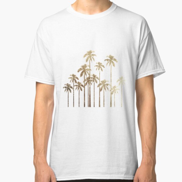 Glamorous Gold Tropical Palm Trees on White Classic T-Shirt