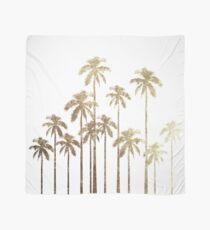 Glamorous Gold Tropical Palm Trees on White Scarf
