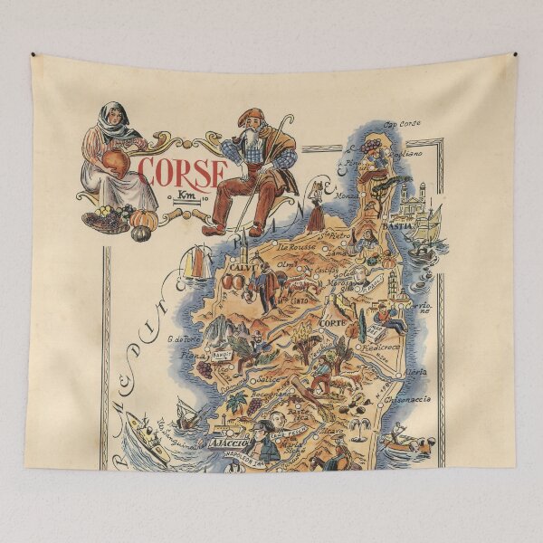 Item preview, 1951 Vintage Map of Corsica, France. designed and sold by Gin  Neko.
