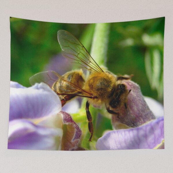 Item preview, Honey Bee on Purple Wisteria Blush with Purple Flowers designed and sold by PrettyLittlePic.