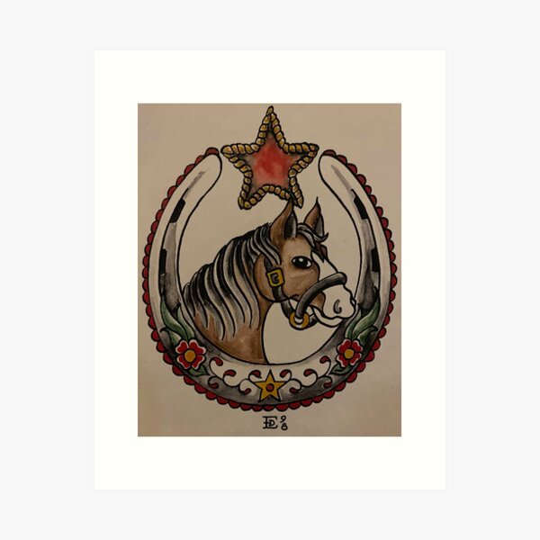 American traditional horse portrait by Taylor Tuck at Ink Dreams Bryan  TX  rtattoos