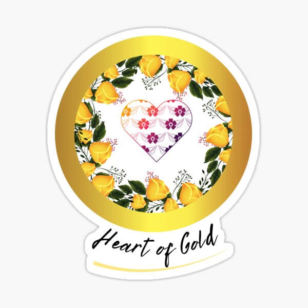 HEART of GOLD-Delicate Florals- Elegant design by Prishea Sticker