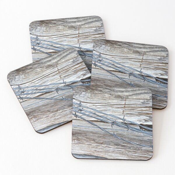 Item preview, barbed wire fencing and old wood designed and sold by Stephanie  Skeem.