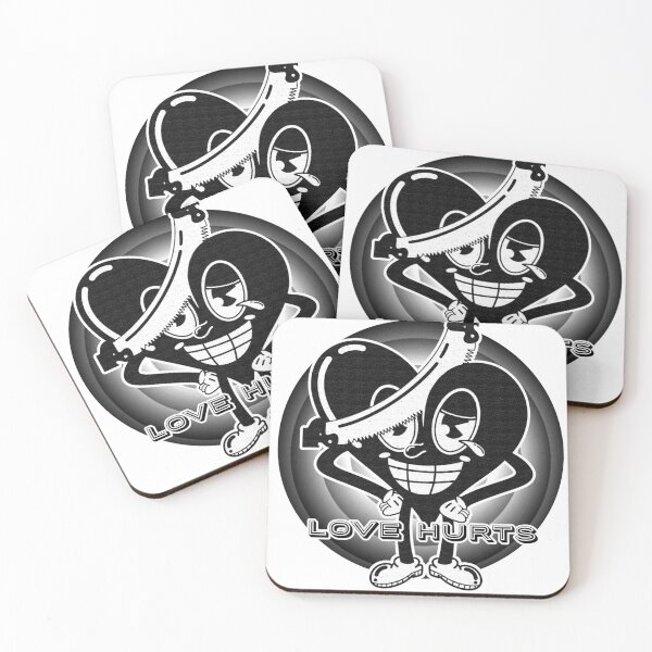 Item preview, Love Hurts Retro Cartoon (Black and White) designed and sold by and-rewturner.