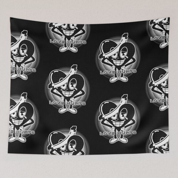 Item preview, Love Hurts Retro Cartoon (Black and White) designed and sold by and-rewturner.