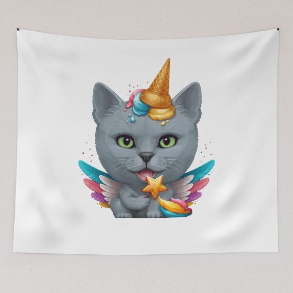 Item preview, Russian Blue Cat Ice Cream Unicorn designed and sold by anmlz.