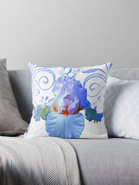 Item preview, BLUE-WHITE IRIS FLOWER FLORAL ABSTRACT ART designed and sold by sharlesart.