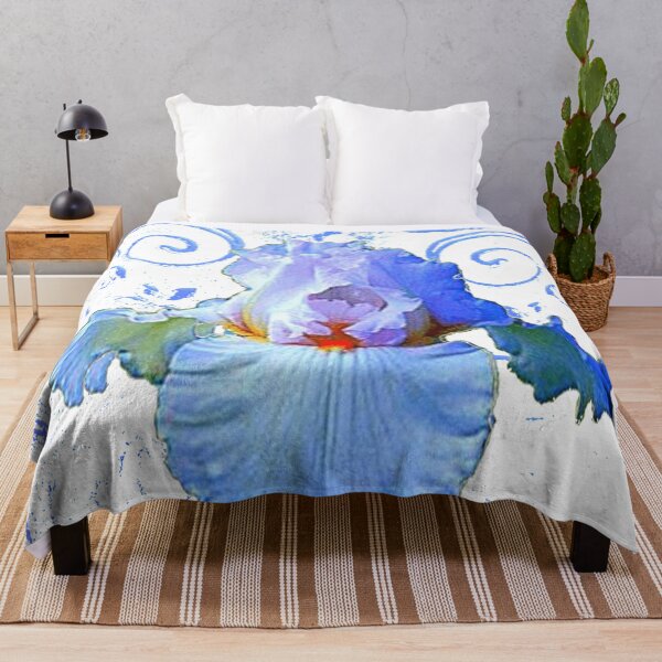 Item preview, BLUE-WHITE IRIS FLOWER FLORAL ABSTRACT ART designed and sold by sharlesart.