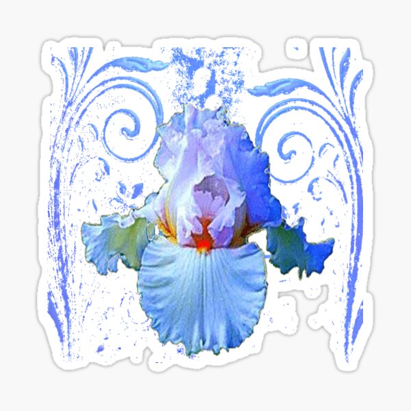 Item preview, BLUE-WHITE IRIS FLOWER FLORAL ABSTRACT ART designed and sold by sharlesart.