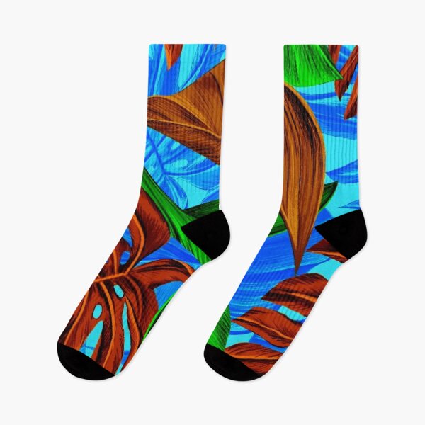 Item preview, Tropical Leaves | Copper, Green and Blue Pattern | Vibrant Leaf designed and sold by JillyJ05.