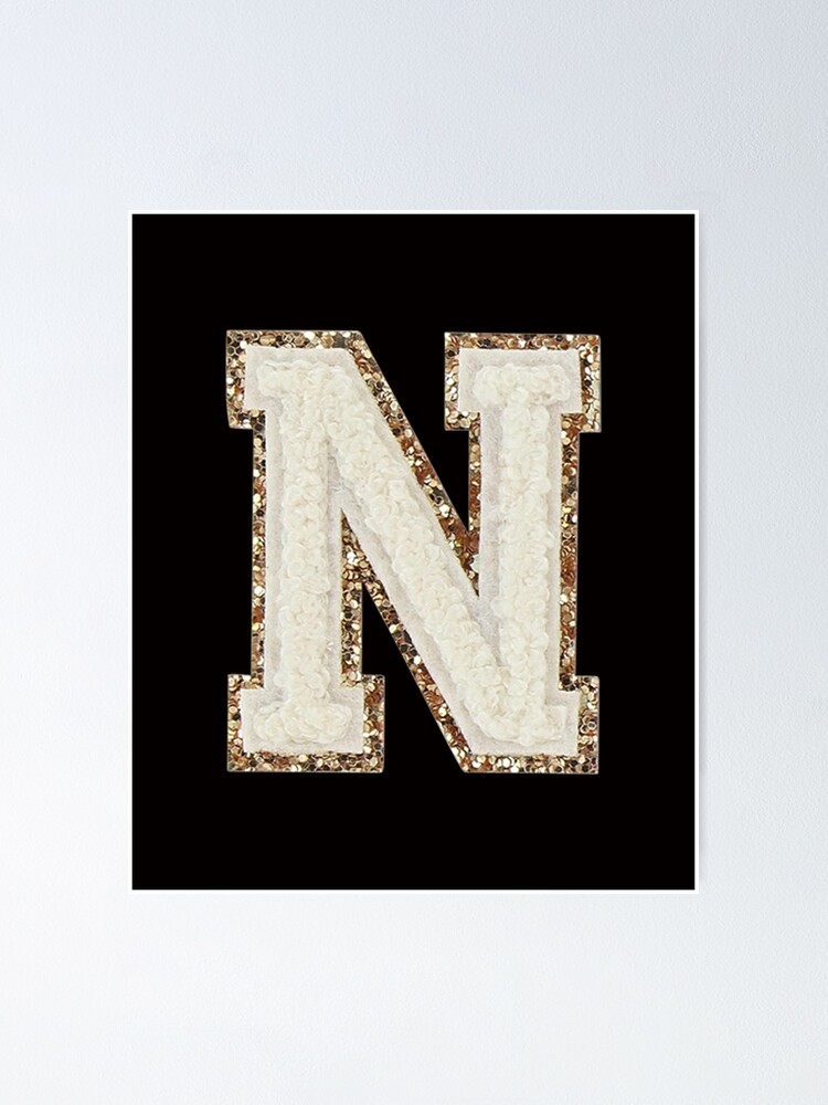 Black Gold Glitter Varsity Letter Patch