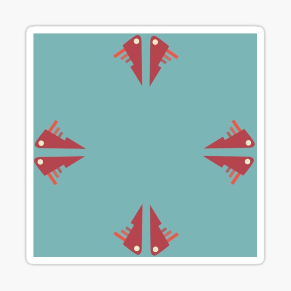 Open Geometric Pink Fishy Shrimp Face to Face Sticker