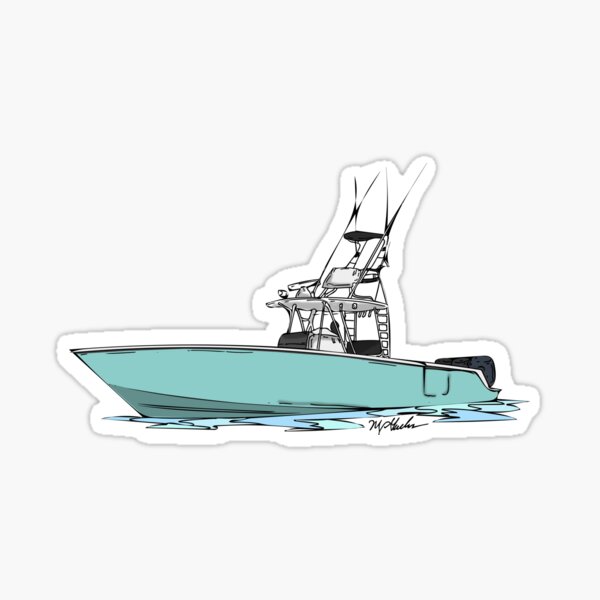 Skiff Life T-Top Flats Console Fishing Boat-Car Decal Stickers