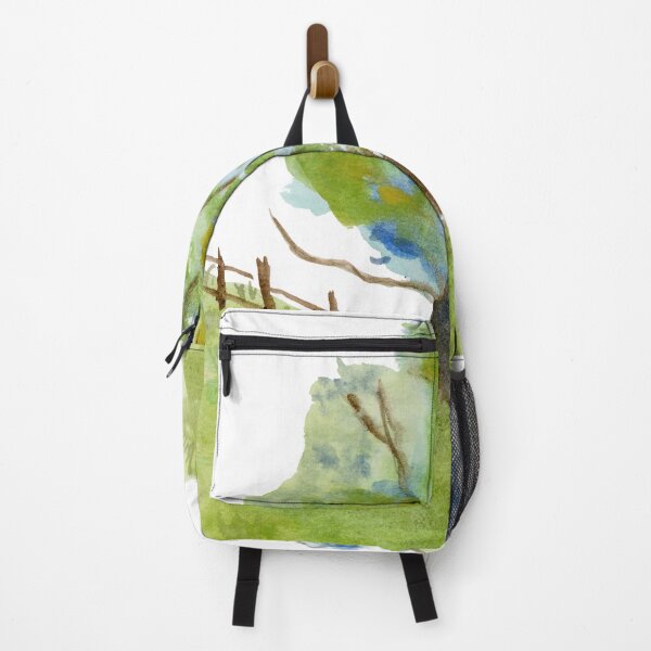 Item preview, Blue Flowers Tree, Watercolor Landscape, Green Field Watercolor designed and sold by Eugenia Alvarez.