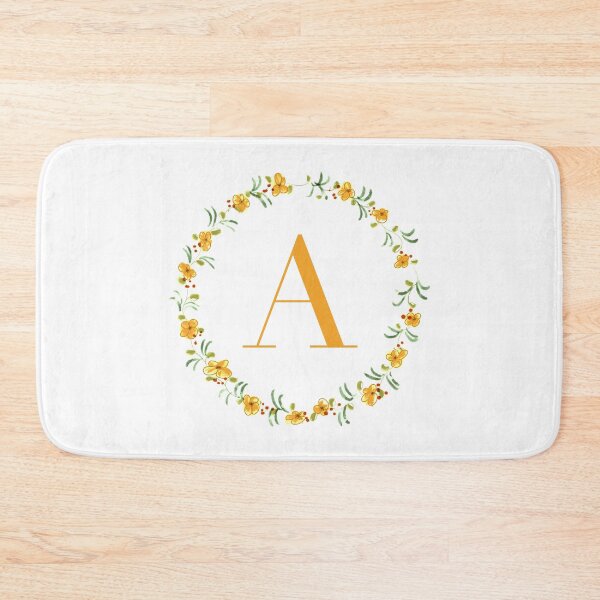 Item preview, Letter A monogram with orange colored flowers and leaves designed and sold by Createlikeamom.