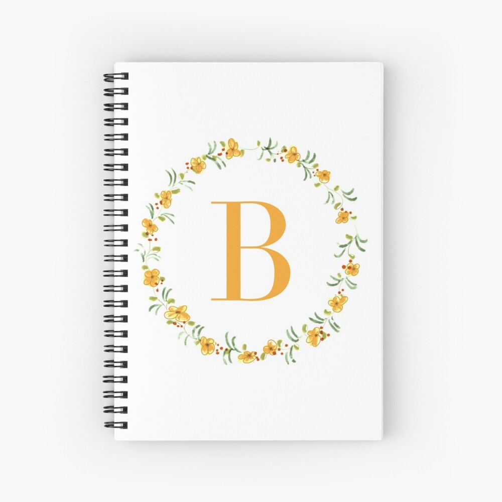 Cuaderno De Espiral «Monograma De La Letra B Con Flores Y Hojas De ...