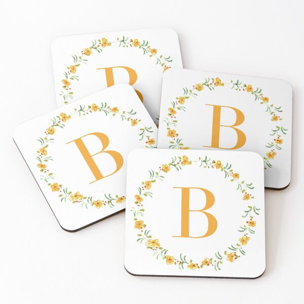 Item preview, Letter B monogram with orange colored flowers and leaves designed and sold by Createlikeamom.