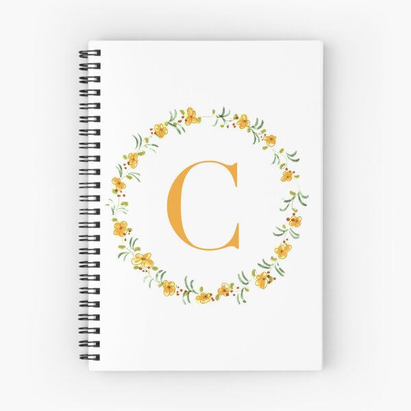 Item preview, Letter C monogram with orange colored flowers and leaves designed and sold by Createlikeamom.