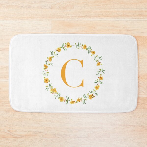 Item preview, Letter C monogram with orange colored flowers and leaves designed and sold by Createlikeamom.