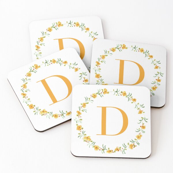 Item preview, Letter D monogram with orange colored flowers and leaves designed and sold by Createlikeamom.