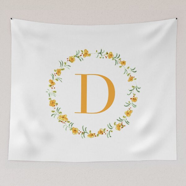 Item preview, Letter D monogram with orange colored flowers and leaves designed and sold by Createlikeamom.