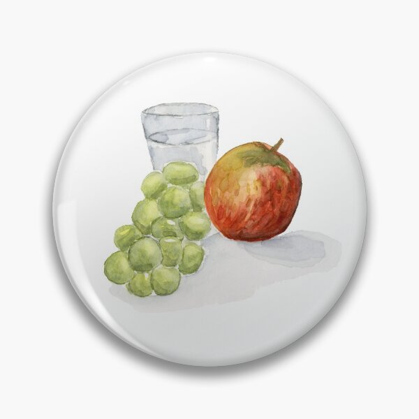 Item preview, Red Apple, Green Grapes Painting Watercolor Glass of Water, Still life Painting, Art Kitchen Wall Art designed and sold by Eugenia Alvarez.