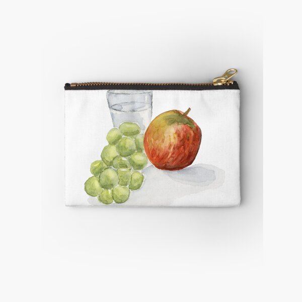 Item preview, Red Apple, Green Grapes Painting Watercolor Glass of Water, Still life Painting, Art Kitchen Wall Art designed and sold by Eugenia Alvarez.