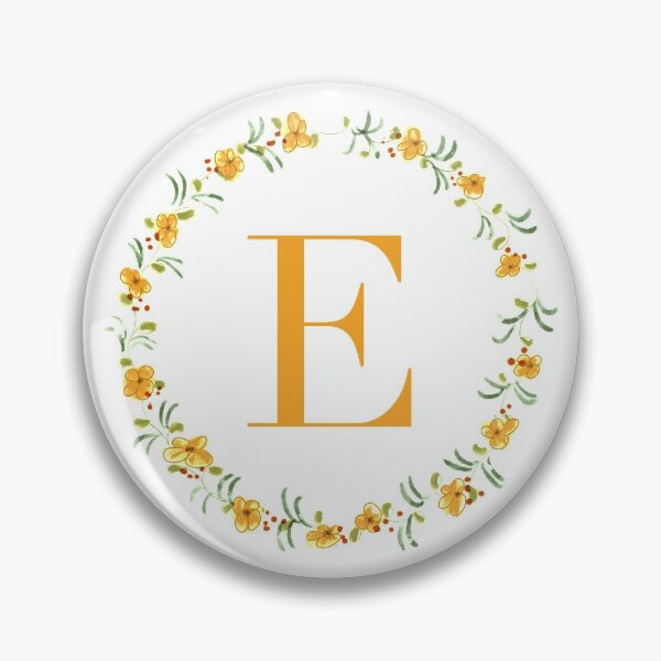 Item preview, Letter E monogram with orange colored flowers and leaves designed and sold by Createlikeamom.