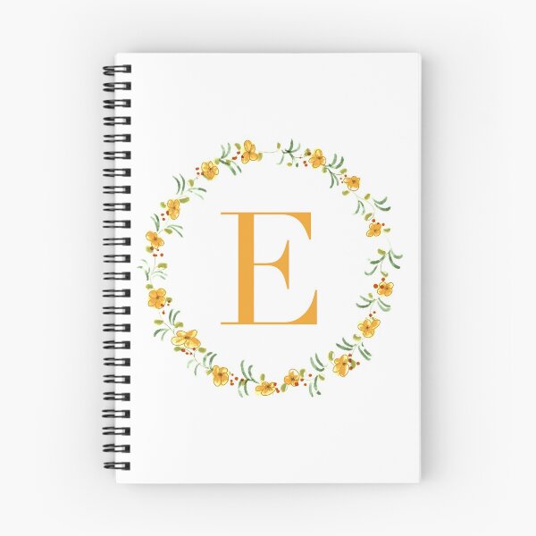 Item preview, Letter E monogram with orange colored flowers and leaves designed and sold by Createlikeamom.