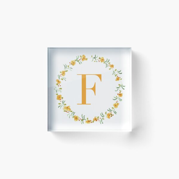 Item preview, Letter F monogram with orange colored flowers and leaves designed and sold by Createlikeamom.