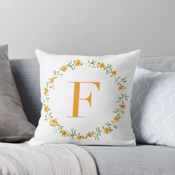 Item preview, Letter F monogram with orange colored flowers and leaves designed and sold by Createlikeamom.