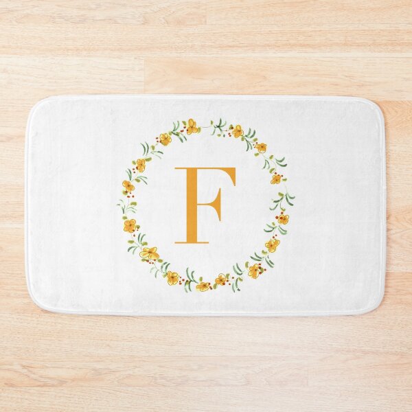 Item preview, Letter F monogram with orange colored flowers and leaves designed and sold by Createlikeamom.